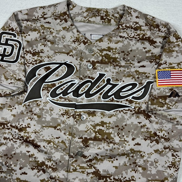 San Diego Padres Jersey Mens 44 Camo MLB Baseball Authentic Majestic‎ Shields 33